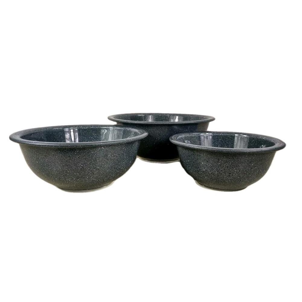 VTG Pyrex Speckled Grey Granite Set of 3 Nesting Mixing Bowls 1L, 1.5L, 2.5L EUC